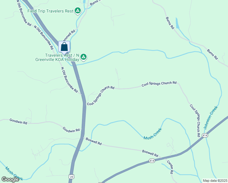 map of restaurants, bars, coffee shops, grocery stores, and more near 73 Cool Springs Church Road in Travelers Rest