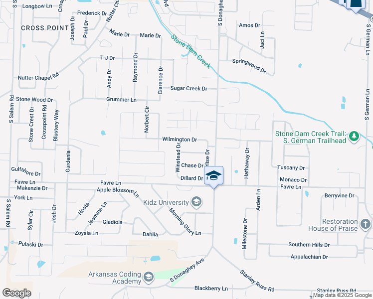map of restaurants, bars, coffee shops, grocery stores, and more near 2200 Destin Drive in Conway