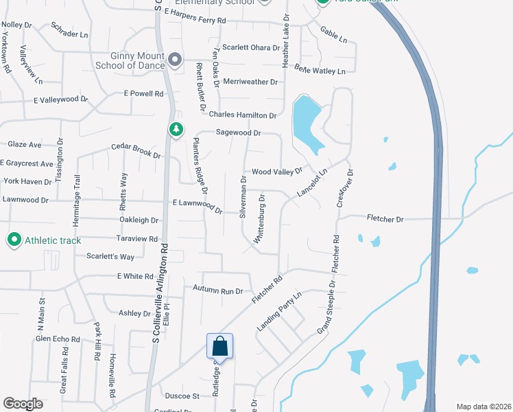 map of restaurants, bars, coffee shops, grocery stores, and more near 656 Silverman Drive in Collierville