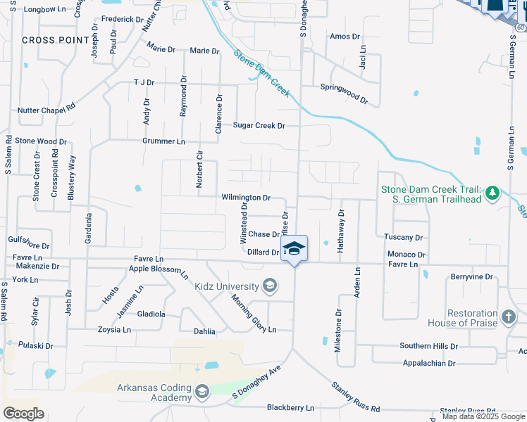 map of restaurants, bars, coffee shops, grocery stores, and more near 2200 Destin Drive in Conway