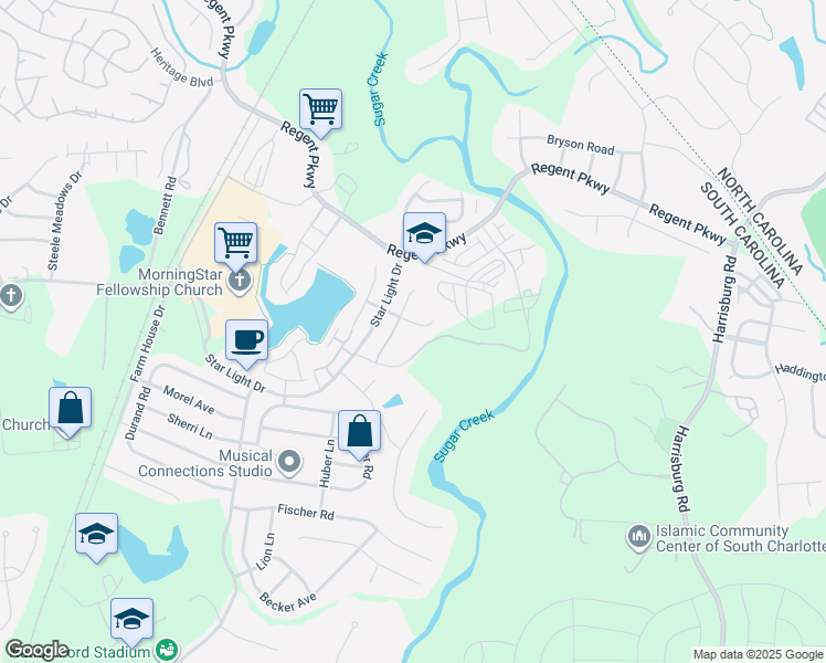 map of restaurants, bars, coffee shops, grocery stores, and more near 836 Watling Street in Fort Mill