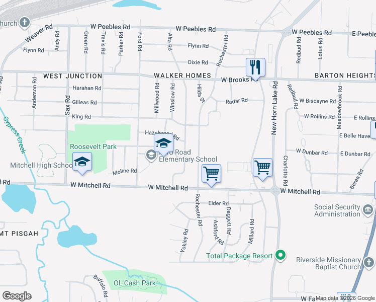 map of restaurants, bars, coffee shops, grocery stores, and more near 3326 Alta Road in Memphis