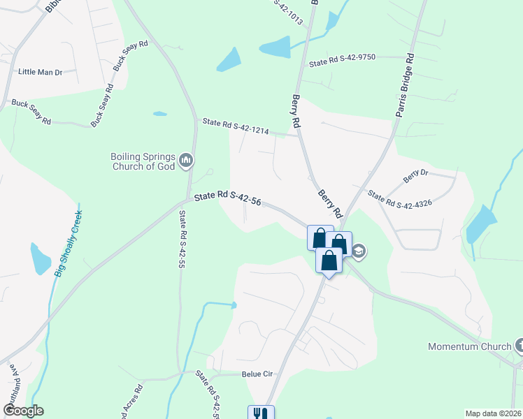 map of restaurants, bars, coffee shops, grocery stores, and more near 3082 Old Furnace Road in Boiling Springs