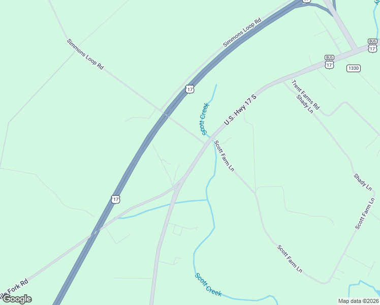map of restaurants, bars, coffee shops, grocery stores, and more near 6870 U.S. 17 in Pollocksville