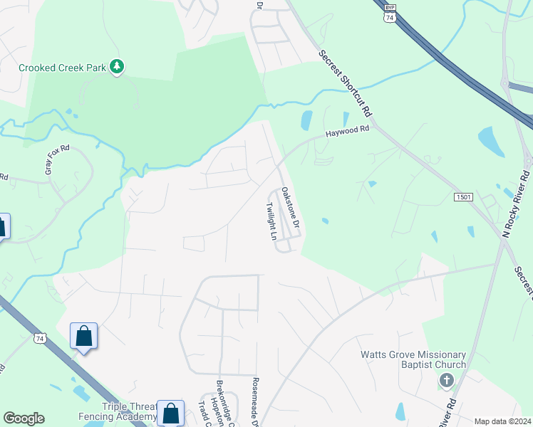 map of restaurants, bars, coffee shops, grocery stores, and more near 2020 Twilight Lane in Monroe