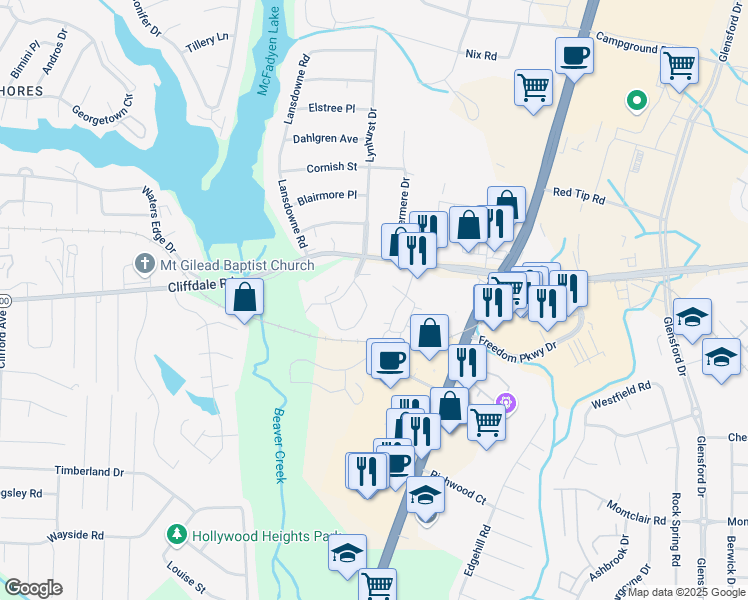 map of restaurants, bars, coffee shops, grocery stores, and more near 775 CL Tart Circle in Fayetteville