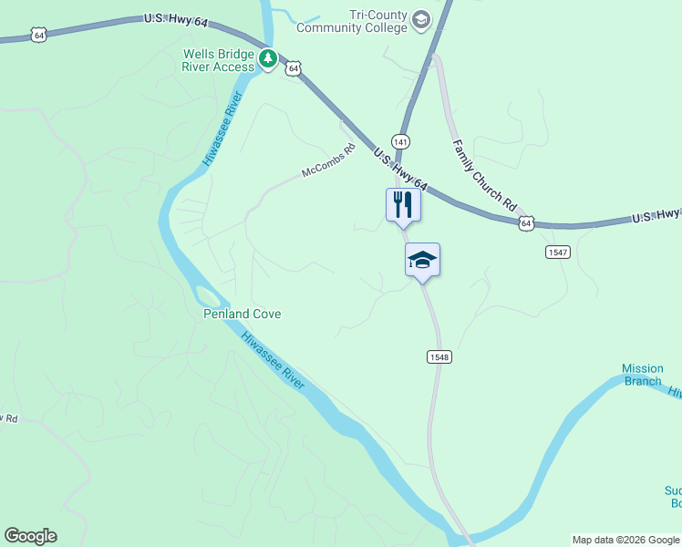 map of restaurants, bars, coffee shops, grocery stores, and more near 219 Seldom Seen Lane in Murphy