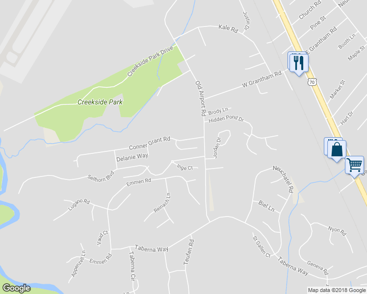 map of restaurants, bars, coffee shops, grocery stores, and more near 105 Joshua Norman Drive in New Bern