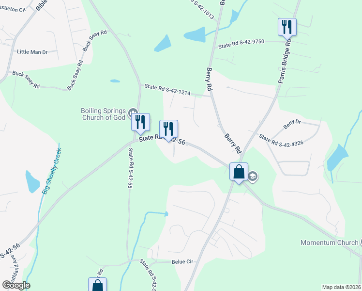 map of restaurants, bars, coffee shops, grocery stores, and more near 3082 Old Furnace Road in Boiling Springs