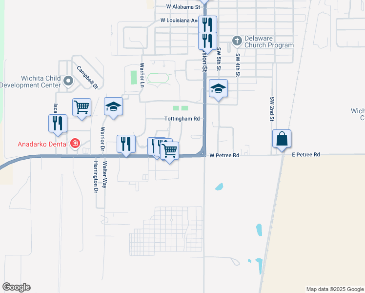 map of restaurants, bars, coffee shops, grocery stores, and more near 701 Oklahoma 9 in Anadarko