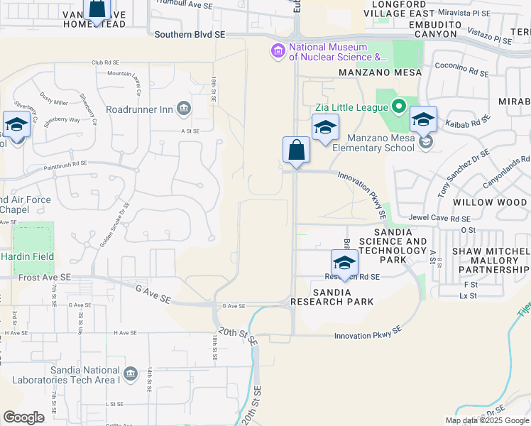 map of restaurants, bars, coffee shops, grocery stores, and more near 24600 20th Street Southeast in Albuquerque