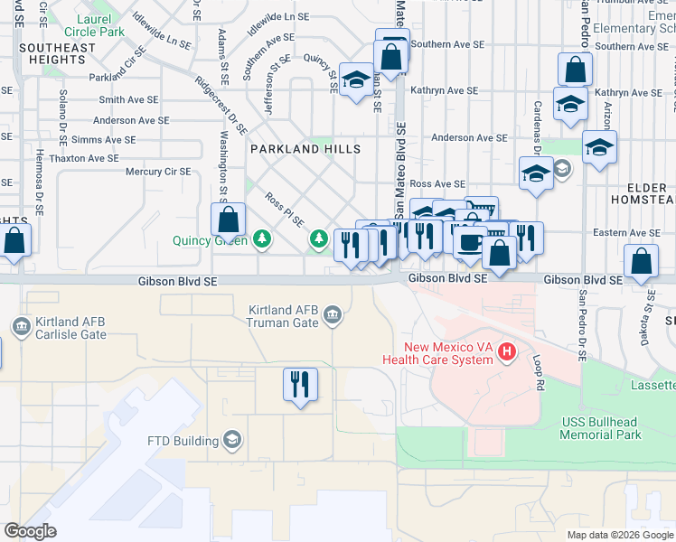 map of restaurants, bars, coffee shops, grocery stores, and more near in Albuquerque