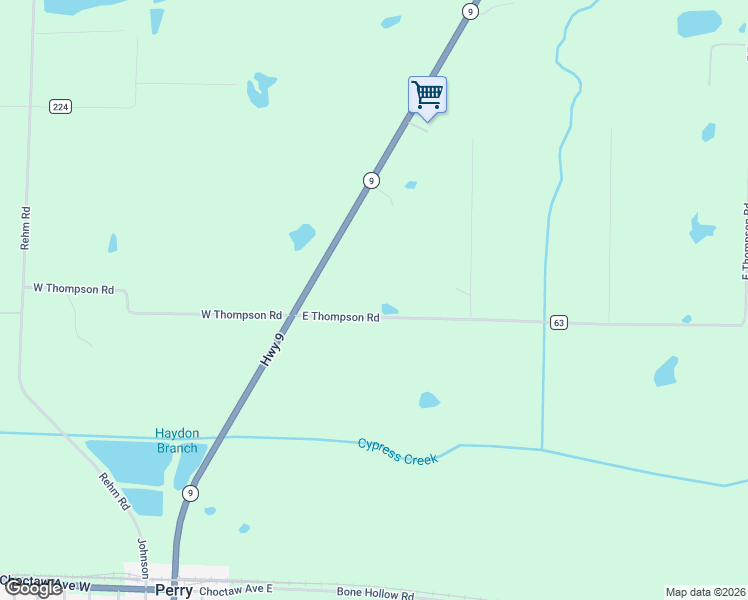 map of restaurants, bars, coffee shops, grocery stores, and more near 43 East Thompson Road in Perry