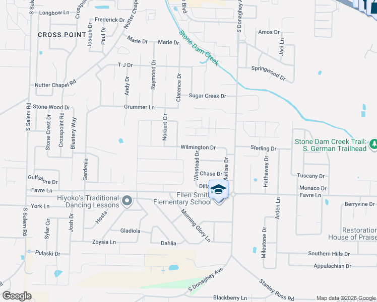 map of restaurants, bars, coffee shops, grocery stores, and more near 1505 Winstead Drive in Conway
