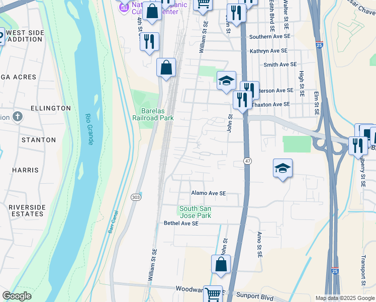 map of restaurants, bars, coffee shops, grocery stores, and more near 209 Romana Avenue Southeast in Albuquerque