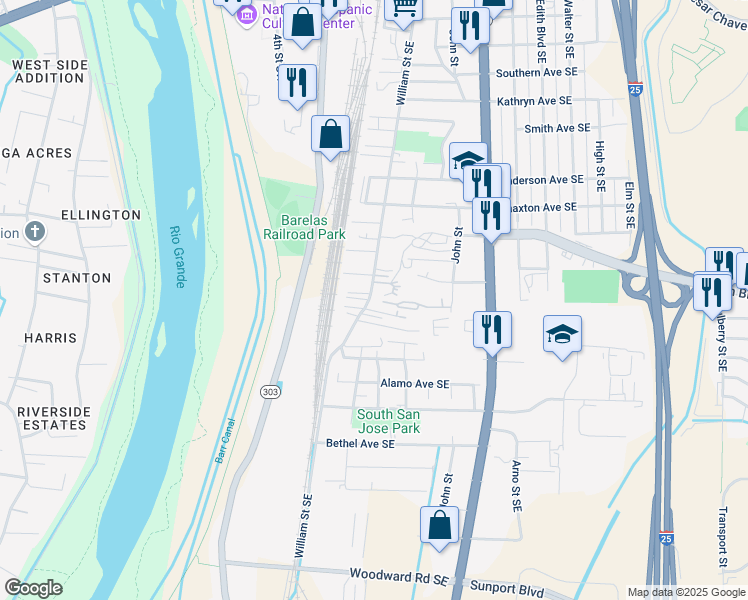 map of restaurants, bars, coffee shops, grocery stores, and more near 209 Romana Avenue Southeast in Albuquerque