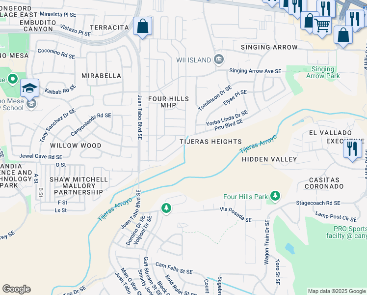 map of restaurants, bars, coffee shops, grocery stores, and more near 12352 Beaver Trail SE in Albuquerque