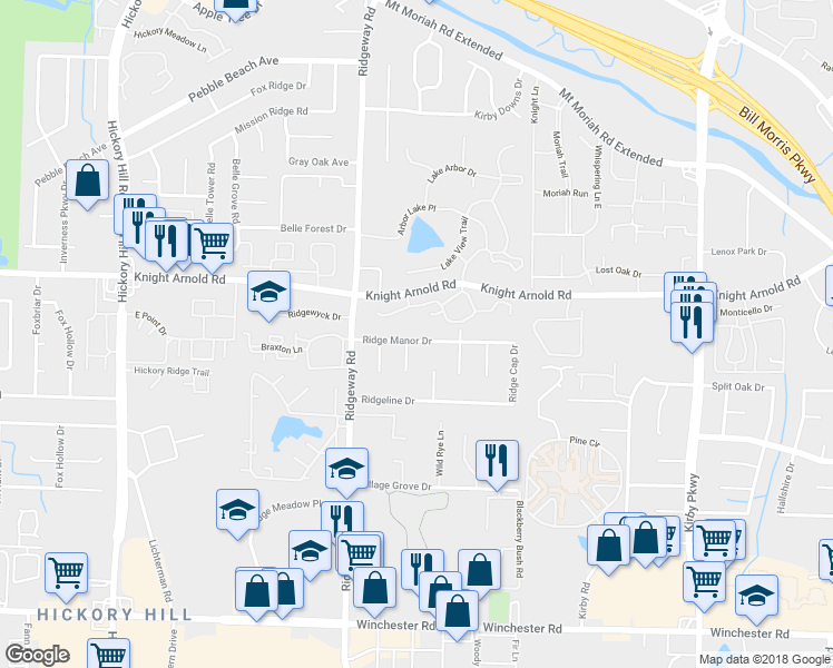 map of restaurants, bars, coffee shops, grocery stores, and more near 6267 Arborwood Drive in Memphis