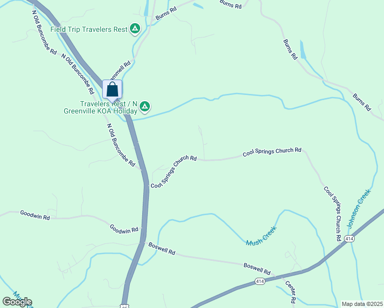 map of restaurants, bars, coffee shops, grocery stores, and more near 73 Cool Springs Church Road in Travelers Rest