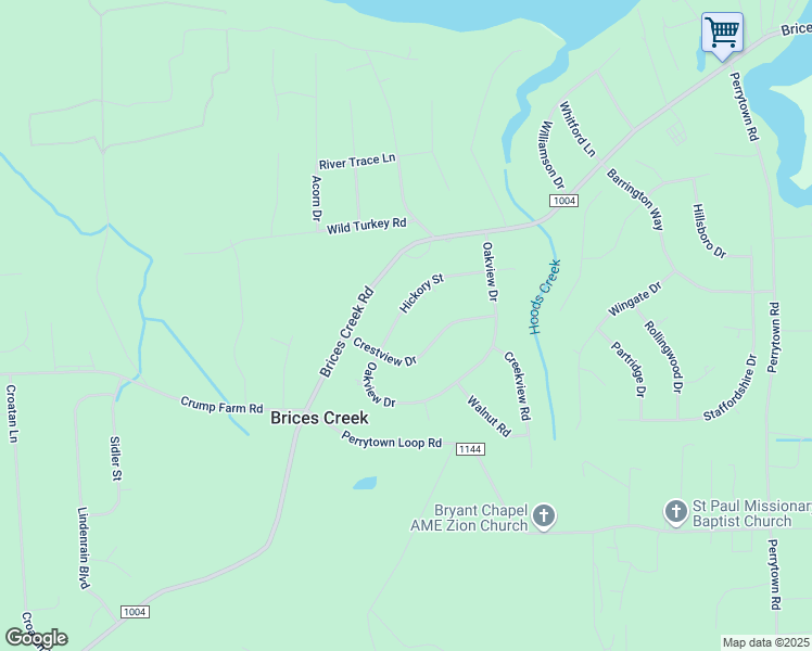 map of restaurants, bars, coffee shops, grocery stores, and more near 2506 Hickory Street in New Bern