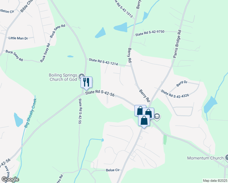 map of restaurants, bars, coffee shops, grocery stores, and more near 3071 Old Furnace Road in Boiling Springs