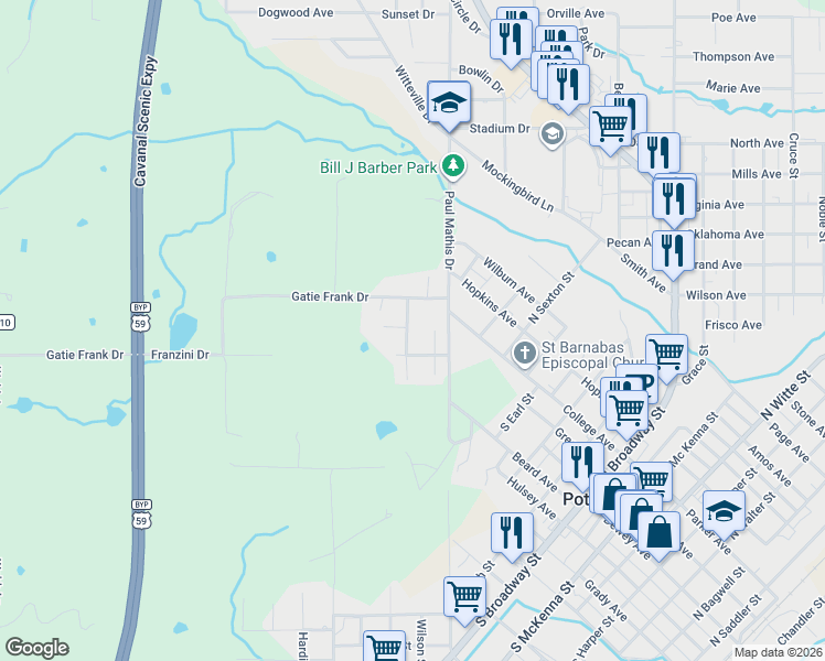 map of restaurants, bars, coffee shops, grocery stores, and more near 101 Royal Oak Drive in Poteau