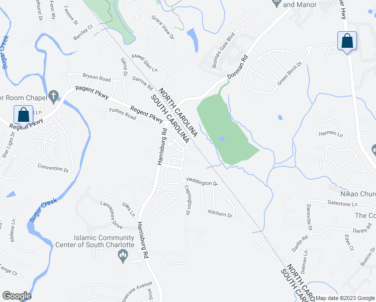 map of restaurants, bars, coffee shops, grocery stores, and more near 7009 Broughton Lane in Indian Land