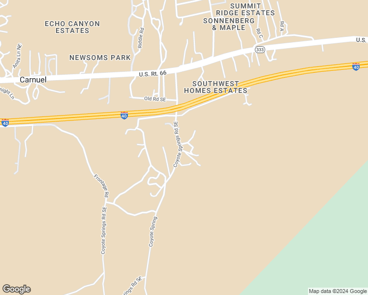 map of restaurants, bars, coffee shops, grocery stores, and more near 33 Coyote Springs Road Southeast in Albuquerque