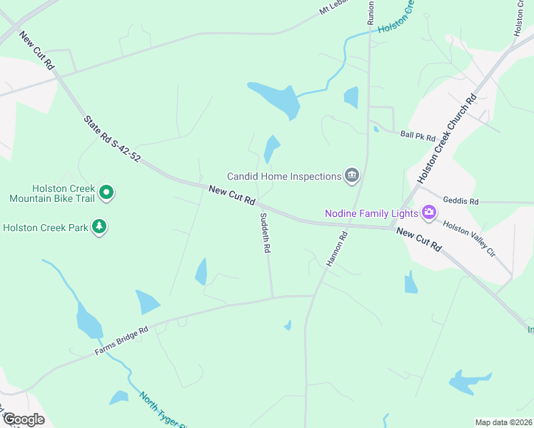 map of restaurants, bars, coffee shops, grocery stores, and more near 7210 New Cut Road in Inman