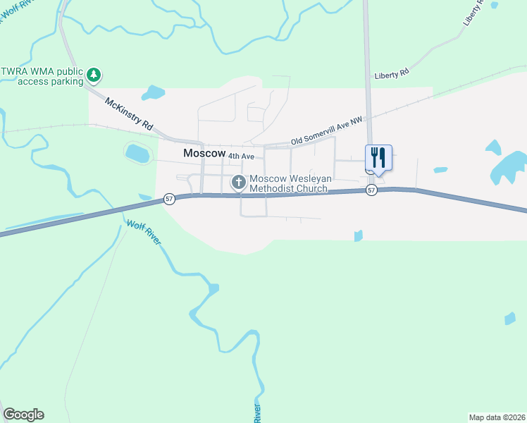 map of restaurants, bars, coffee shops, grocery stores, and more near 60 Somerville Street Southwest in Moscow