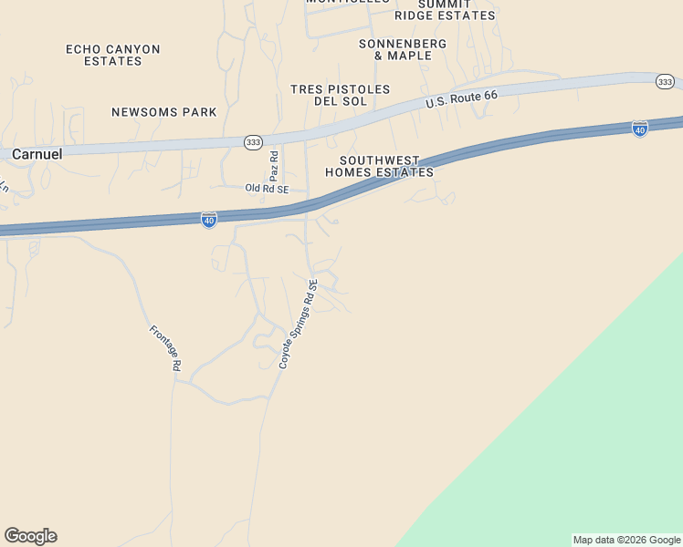 map of restaurants, bars, coffee shops, grocery stores, and more near 6 Coyote Springs Road Southeast in Albuquerque