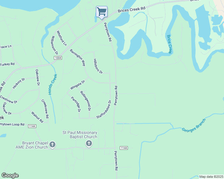 map of restaurants, bars, coffee shops, grocery stores, and more near 101 Staffordshire Drive in New Bern
