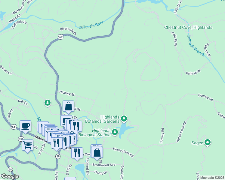 map of restaurants, bars, coffee shops, grocery stores, and more near 855 N 5th St in Highlands