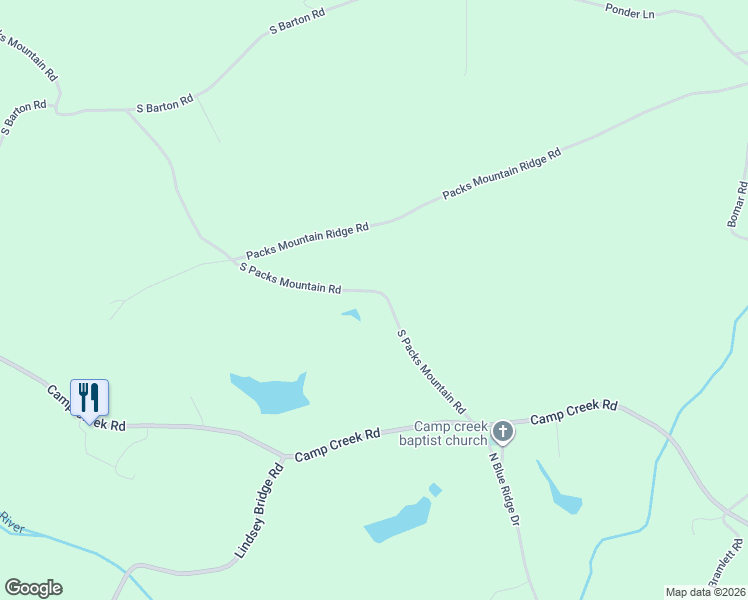 map of restaurants, bars, coffee shops, grocery stores, and more near 1005 South Packs Mountain Road in Taylors