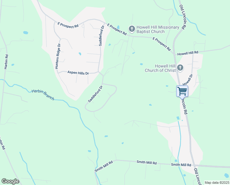 map of restaurants, bars, coffee shops, grocery stores, and more near 107 Saddleford Drive in Fayetteville