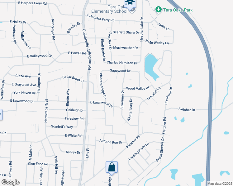 map of restaurants, bars, coffee shops, grocery stores, and more near 722 Sugarbush Cove South in Collierville