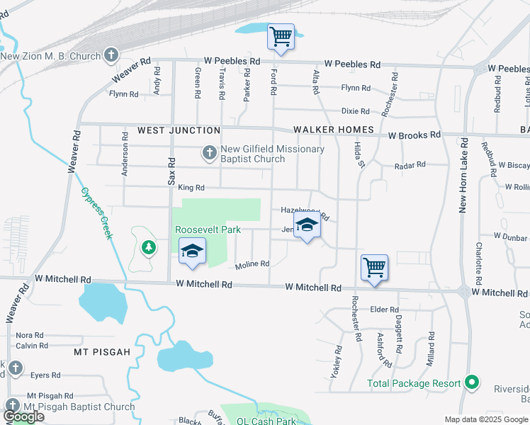 map of restaurants, bars, coffee shops, grocery stores, and more near 3269 Ford Road in Memphis