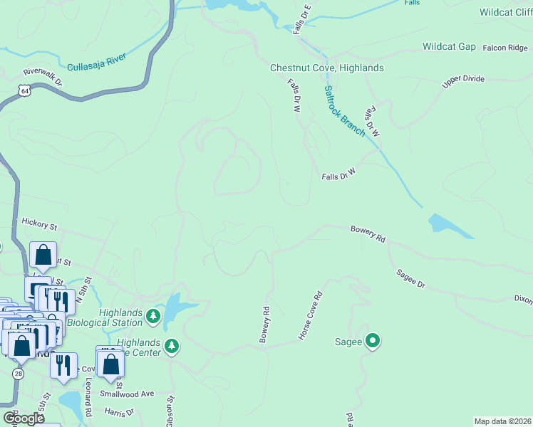 map of restaurants, bars, coffee shops, grocery stores, and more near 410 Upper Lake Road in Highlands