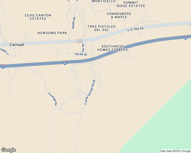map of restaurants, bars, coffee shops, grocery stores, and more near 33 Coyote Springs Road Southeast in Albuquerque
