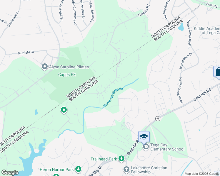 map of restaurants, bars, coffee shops, grocery stores, and more near 3196 Torrence Branch Drive in Fort Mill