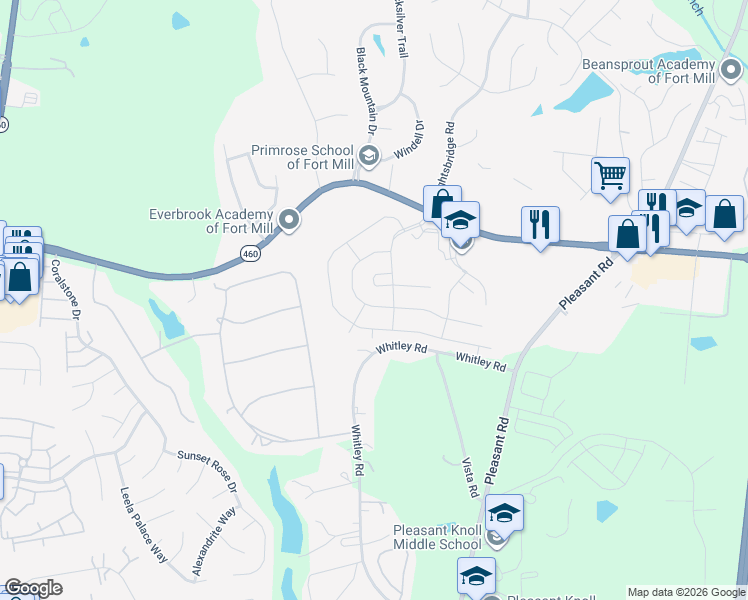 map of restaurants, bars, coffee shops, grocery stores, and more near 339 Garnet Court in Fort Mill