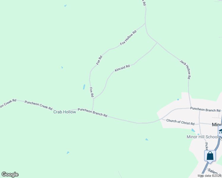 map of restaurants, bars, coffee shops, grocery stores, and more near Kincaid Road in Minor Hill