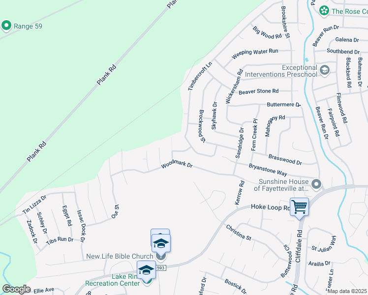 map of restaurants, bars, coffee shops, grocery stores, and more near 6902 Flying Cloud Lane in Fayetteville