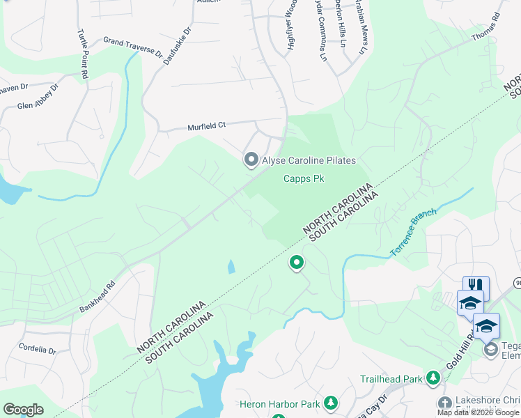 map of restaurants, bars, coffee shops, grocery stores, and more near 17835 Mckee Road in Charlotte