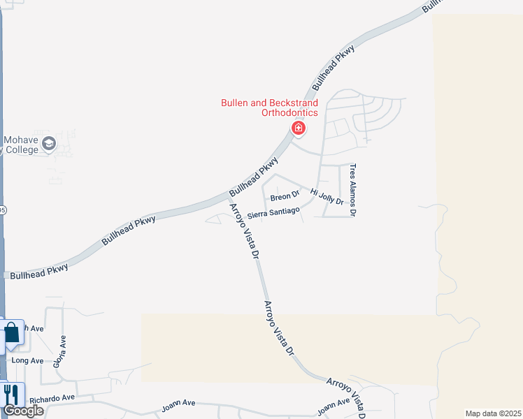 map of restaurants, bars, coffee shops, grocery stores, and more near 3483 Beale Street in Bullhead City