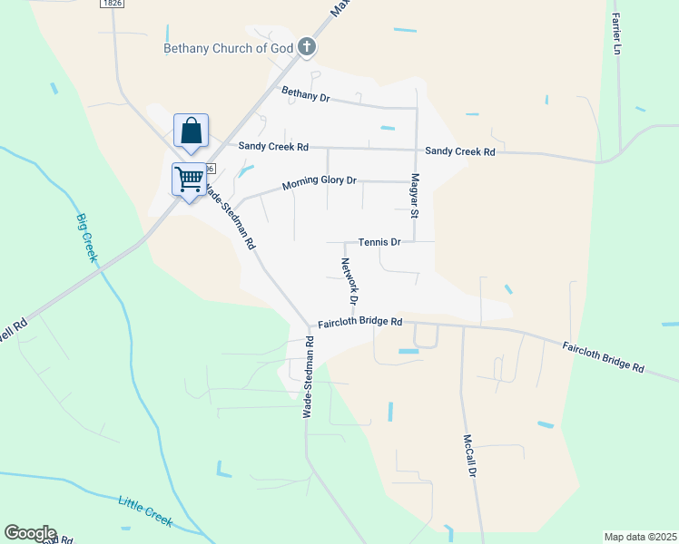 map of restaurants, bars, coffee shops, grocery stores, and more near 6519 Amity Court in Stedman