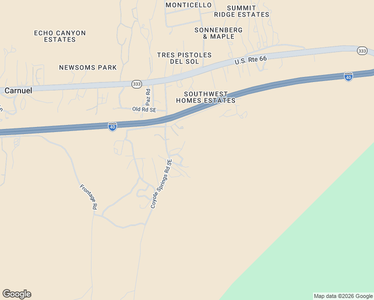 map of restaurants, bars, coffee shops, grocery stores, and more near 6 Coyote Springs Road Southeast in Albuquerque