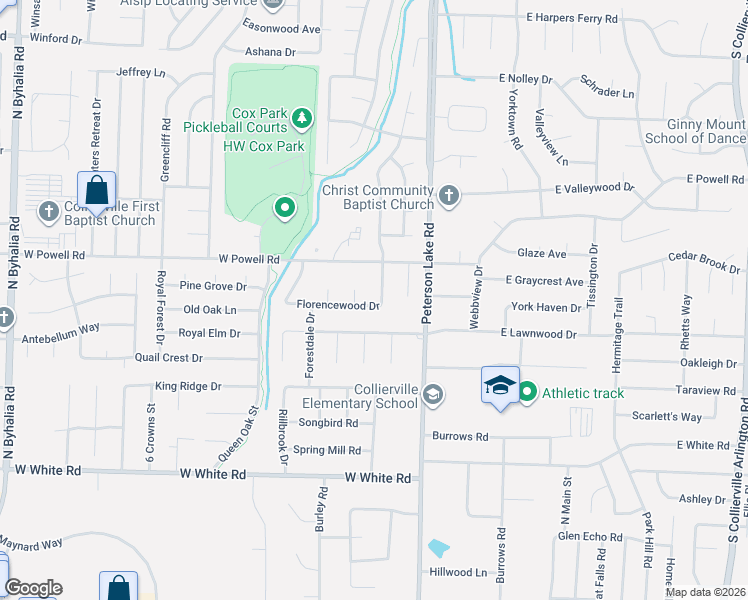 map of restaurants, bars, coffee shops, grocery stores, and more near 736 Joe Drive in Collierville