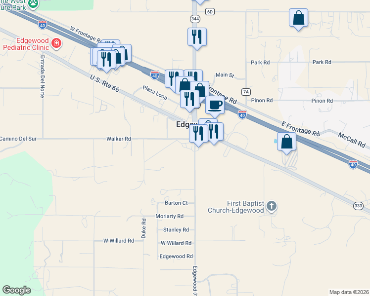map of restaurants, bars, coffee shops, grocery stores, and more near 12 Edgewood Road in Edgewood