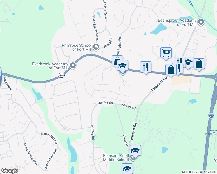 map of restaurants, bars, coffee shops, grocery stores, and more near 373 Garnet Court in Fort Mill